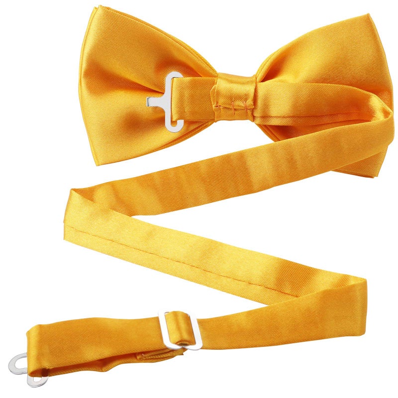 Kajeer 6PCS Men's Bow Tie for Wedding Party - Solid Color Adjustable Pre Tied Bowties (Golden Yellow) - Image 4